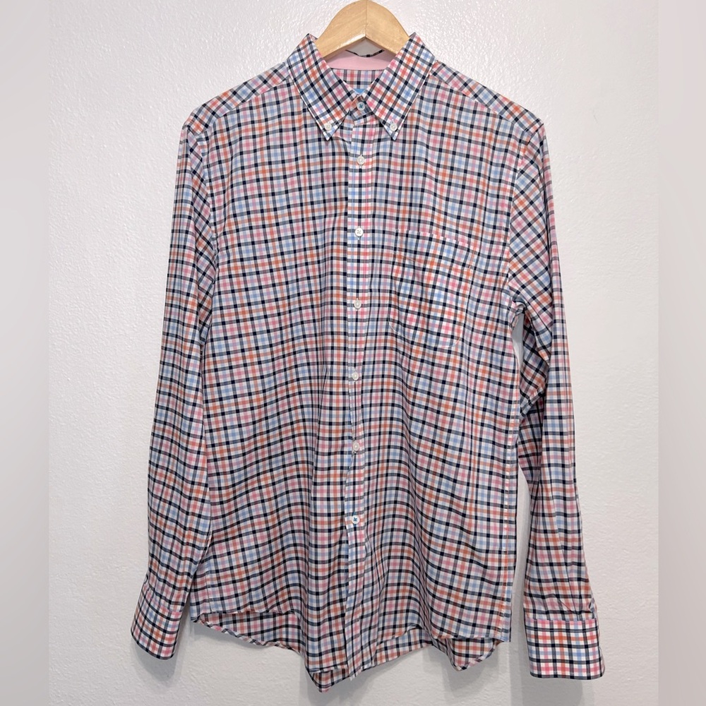 J. McLaughlin Collis Classic Fit Plaid Mens Cotton Button Down Shirt Size Medium